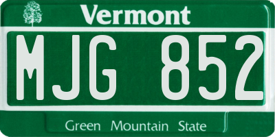 VT license plate MJG852