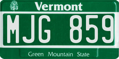 VT license plate MJG859