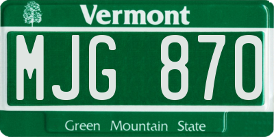 VT license plate MJG870