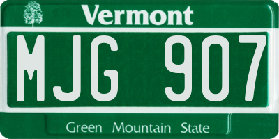 VT license plate MJG907