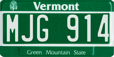 VT license plate MJG914