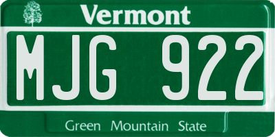 VT license plate MJG922