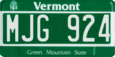 VT license plate MJG924