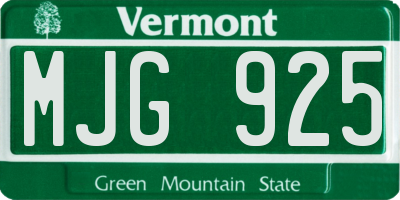 VT license plate MJG925