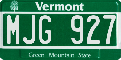VT license plate MJG927