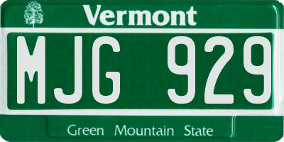 VT license plate MJG929