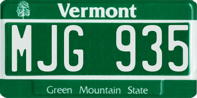 VT license plate MJG935
