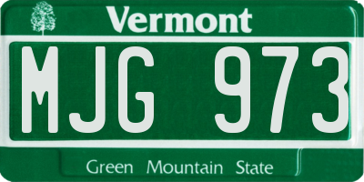 VT license plate MJG973