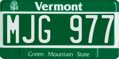 VT license plate MJG977