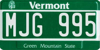 VT license plate MJG995