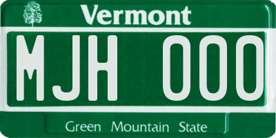 VT license plate MJH000