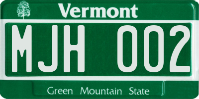 VT license plate MJH002
