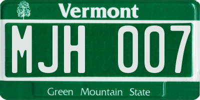 VT license plate MJH007