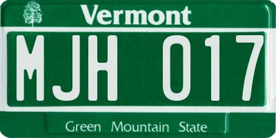VT license plate MJH017