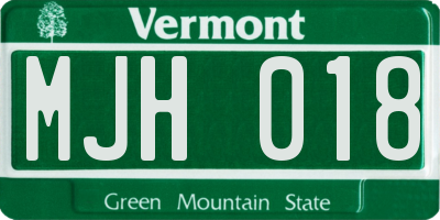 VT license plate MJH018