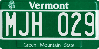 VT license plate MJH029