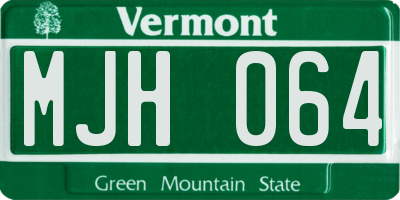 VT license plate MJH064