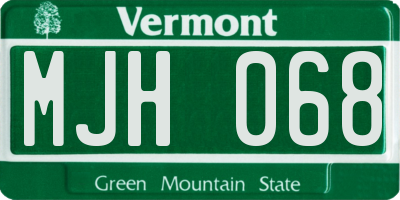 VT license plate MJH068