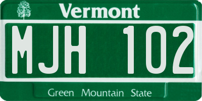 VT license plate MJH102