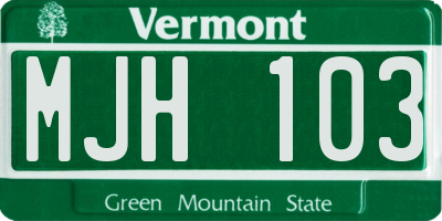 VT license plate MJH103