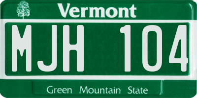 VT license plate MJH104