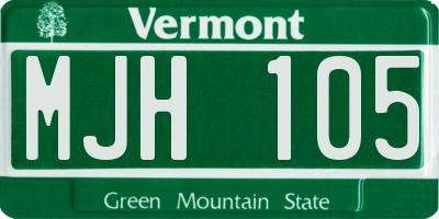 VT license plate MJH105