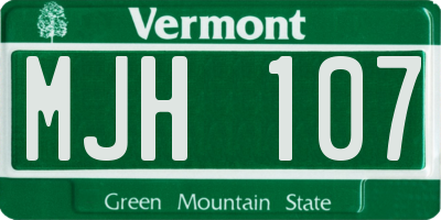 VT license plate MJH107
