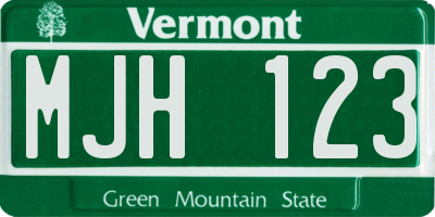 VT license plate MJH123