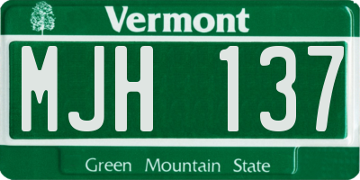 VT license plate MJH137