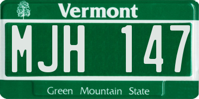 VT license plate MJH147