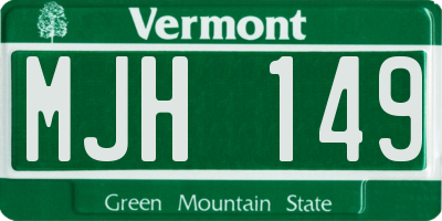 VT license plate MJH149