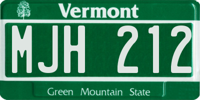 VT license plate MJH212