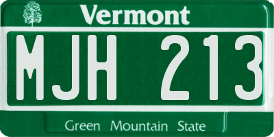 VT license plate MJH213