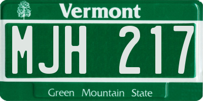 VT license plate MJH217
