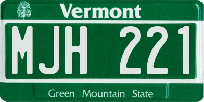VT license plate MJH221
