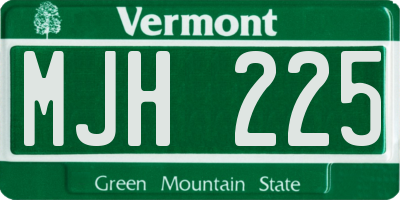 VT license plate MJH225