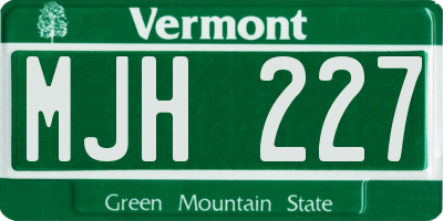 VT license plate MJH227