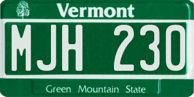 VT license plate MJH230