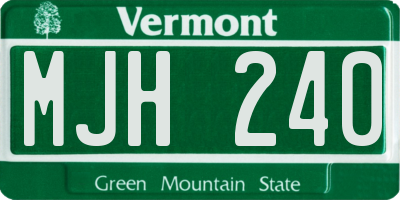 VT license plate MJH240