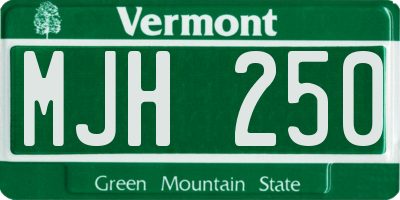VT license plate MJH250