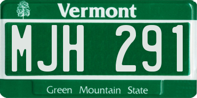 VT license plate MJH291
