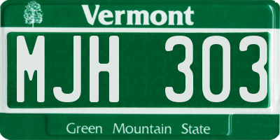 VT license plate MJH303