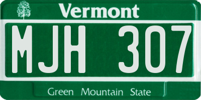 VT license plate MJH307
