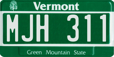 VT license plate MJH311