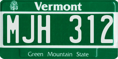VT license plate MJH312