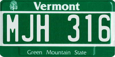 VT license plate MJH316