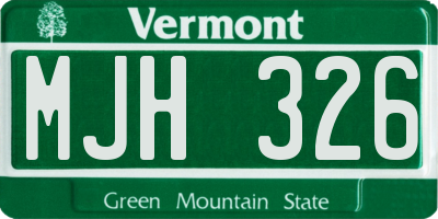 VT license plate MJH326