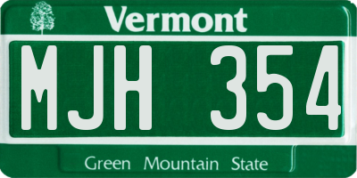 VT license plate MJH354
