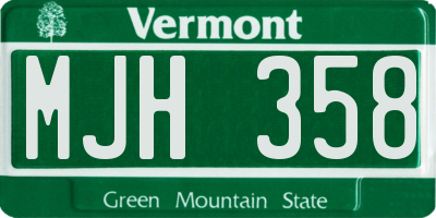 VT license plate MJH358