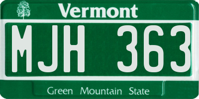 VT license plate MJH363